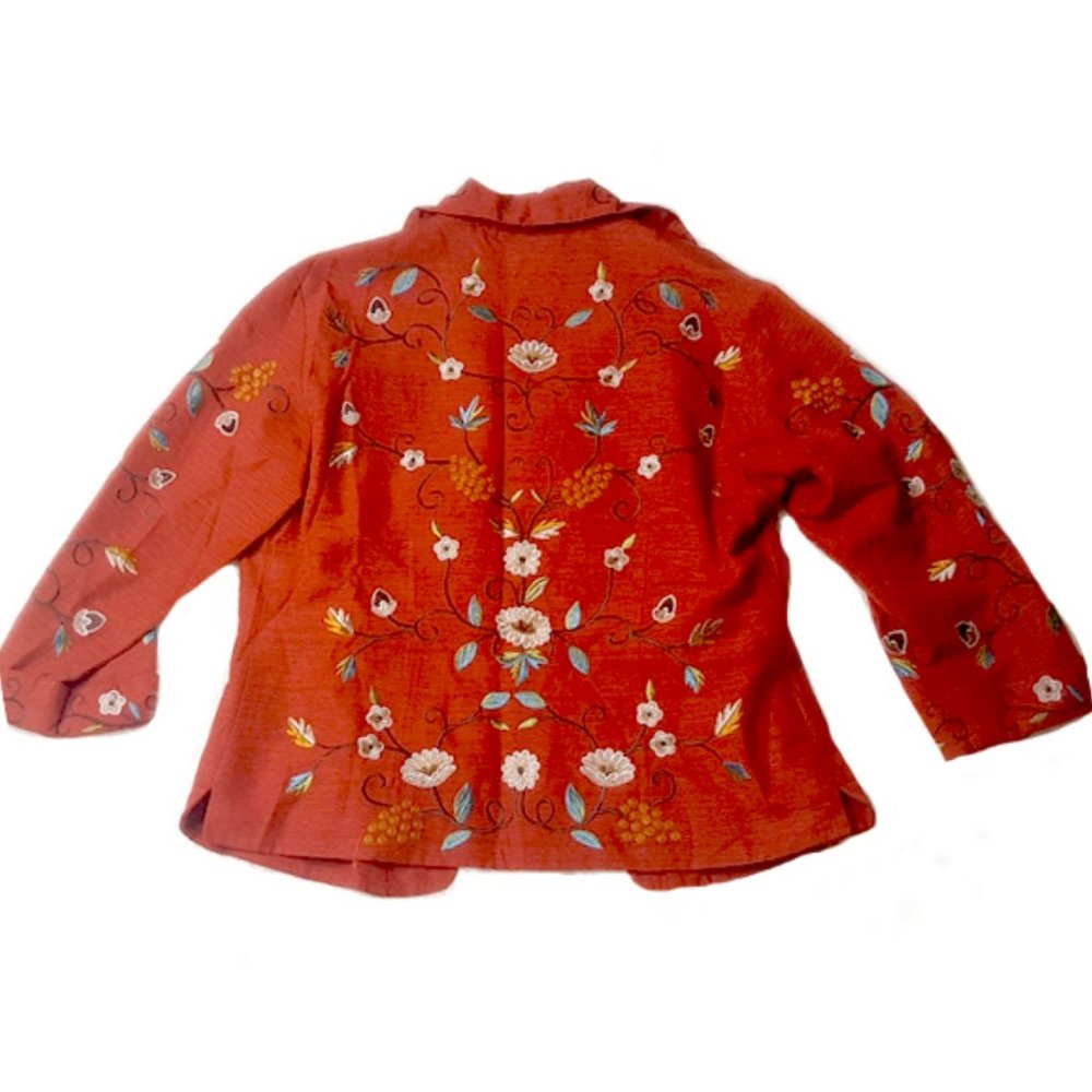 Silk Land floral blazer with embroidery small